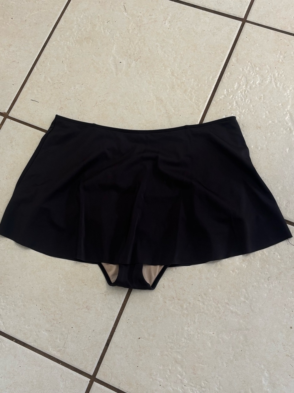 Large Kortni Jeane solid black high-waisted vintage-inspired skirted swim bottom